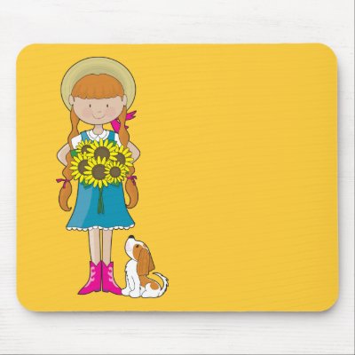 Sunflower Girl Mouse Mats by mariabellimages
