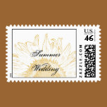 Sunflower Graphic Summer Wedding Postage Stamp stamps