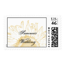 Sunflower Graphic Summer Wedding Postage Stamp