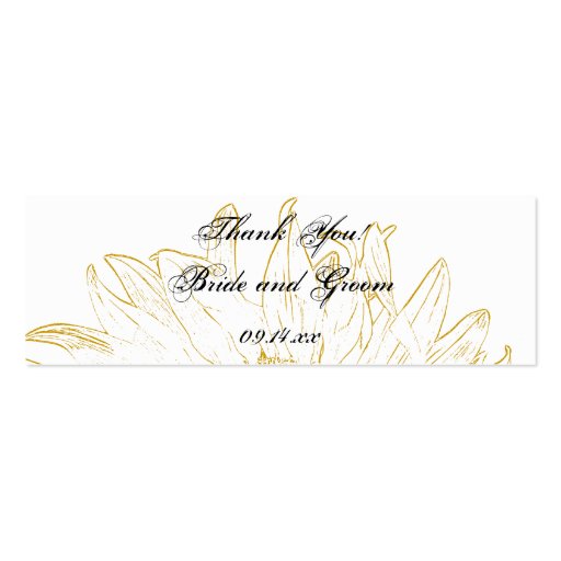 Sunflower Graphic Wedding Favor Tags Business Cards (front side)