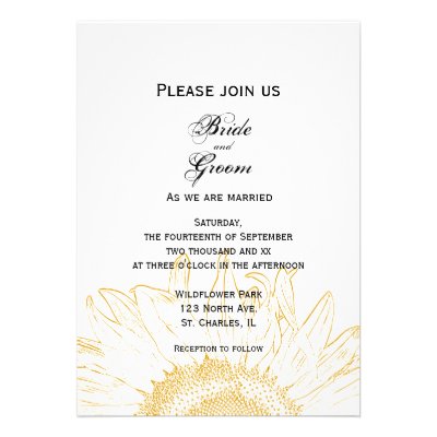 Sunflower Graphic Wedding Invitation