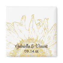 Sunflower Graphic Wedding Magnet