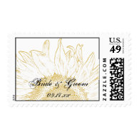 Sunflower Graphic Wedding Postage Stamp