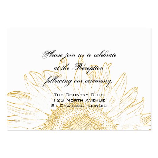 Sunflower Graphic Wedding Reception Card Business Cards