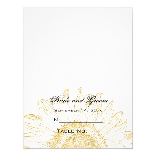 Sunflower Graphic Wedding Reception Place Card Custom Announcement