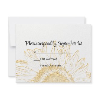 Sunflower Graphic Wedding Response Card Invites