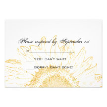 Sunflower Graphic Wedding Response Card Custom Invitations