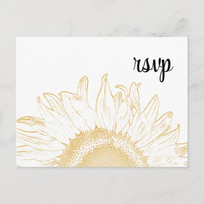 Sunflower Graphic Wedding Response RSVP Postcard