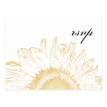 Sunflower Graphic Wedding Response RSVP Postcard