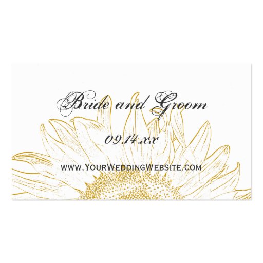 Sunflower Graphic Wedding Website Card Business Cards (front side)