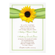 Sunflower Green Ribbon Wedding Invitation