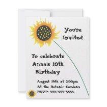 Sunflower Illustration Birthday Invitation