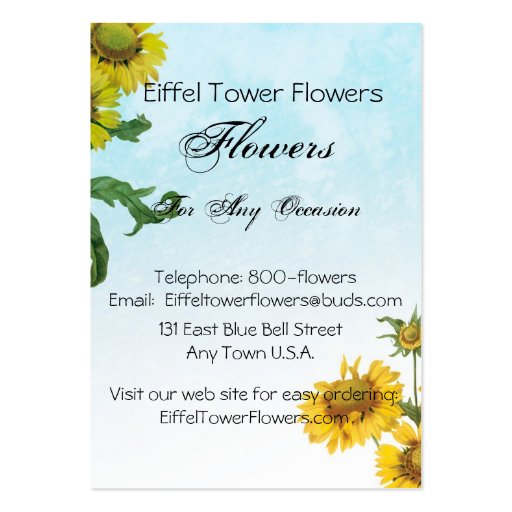 Sunflower in Paris Business Card Template (back side)