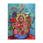 Sunflower in Pink Vase Postcards