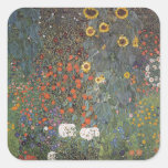 Sunflower in the garden Gustav Klimt art nouveau Square Sticker