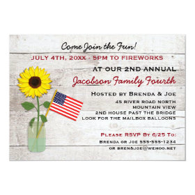 Sunflower July 4th Party, Reunion, BBQ Invitation 5