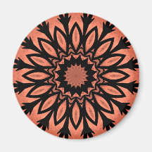 Sunflower kaleidoscope in peach and black magnet