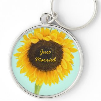Sunflower Keychain Just Married keychain