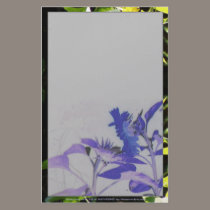 sunflower kiss, blue stationery