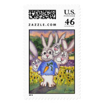 Sunflower Lavender Bunnies Custom Postage Stamps by zooogle Sunflower Lavender Bunnies Custom Postage Stamps