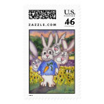 Sunflower Lavender Bunnies Custom Postage Stamps