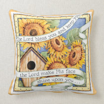 Sunflower - Lord Bless You - Throw Pillow pillows