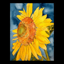 sunflower macro folk art poster print