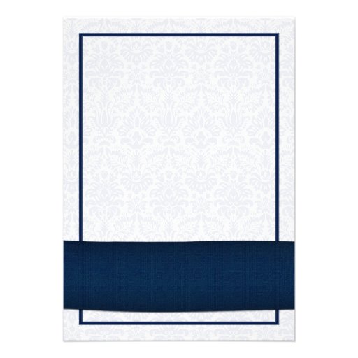 Sunflower Navy Damask Floral Wedding Invitation