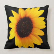 Sunflower on Black Background Pillow