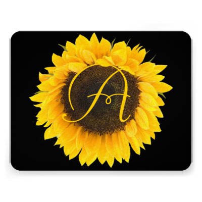 Sunflower on Black Response Card Personalized Announcement