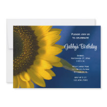 Sunflower on Blue Birthday Party Invitation