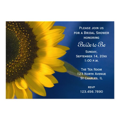 Sunflower on Blue Bridal Shower Invitation