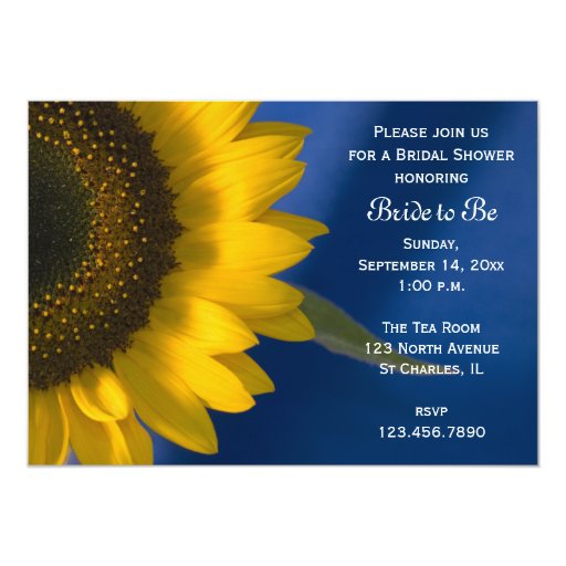Sunflower on Blue Bridal Shower Invitation Zazzle
