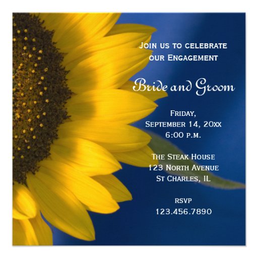 Sunflower on Blue Engagement Party Invitation