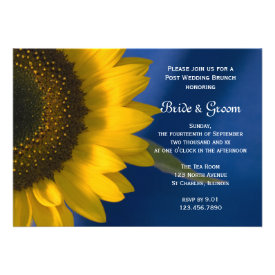 Sunflower on Blue Post Wedding Brunch Invitation