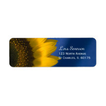 Sunflower on Blue Return Address Label