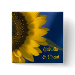 Sunflower on Blue Wedding Button
