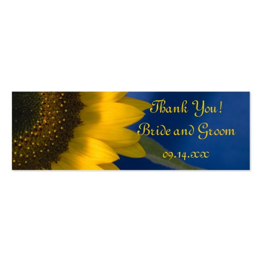Sunflower on Blue Wedding Favor Tags Business Card (front side)