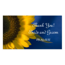 Sunflower on Blue Wedding Favor Tags Business Card