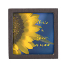 Sunflower on Blue Wedding Gift Box Premium Jewelry Boxes