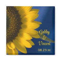 Sunflower on Blue Wedding Magnets