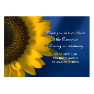 Sunflower on Blue Wedding Reception Card Business Cards