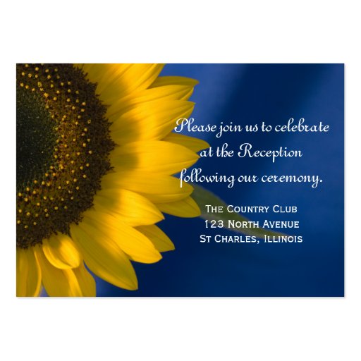 Sunflower on Blue Wedding Reception Card Business Cards (front side)