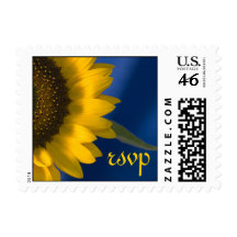 Sunflower on Blue Wedding RSVP Postage Stamp