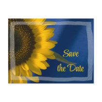 Sunflower on Blue Wedding Save the Date Postcard