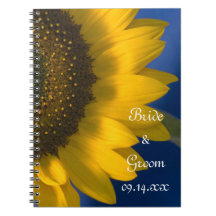Sunflower on Blue Wedding Spiral Notebook