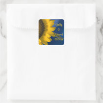 Sunflower on Blue Wedding Stickers