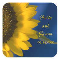 Sunflower on Blue Wedding Stickers