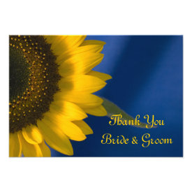 Sunflower on Blue Wedding Thank You Notes - Flat Personalized Invite