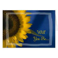 Sunflower on Blue Will You Be My Bridesmaid Card